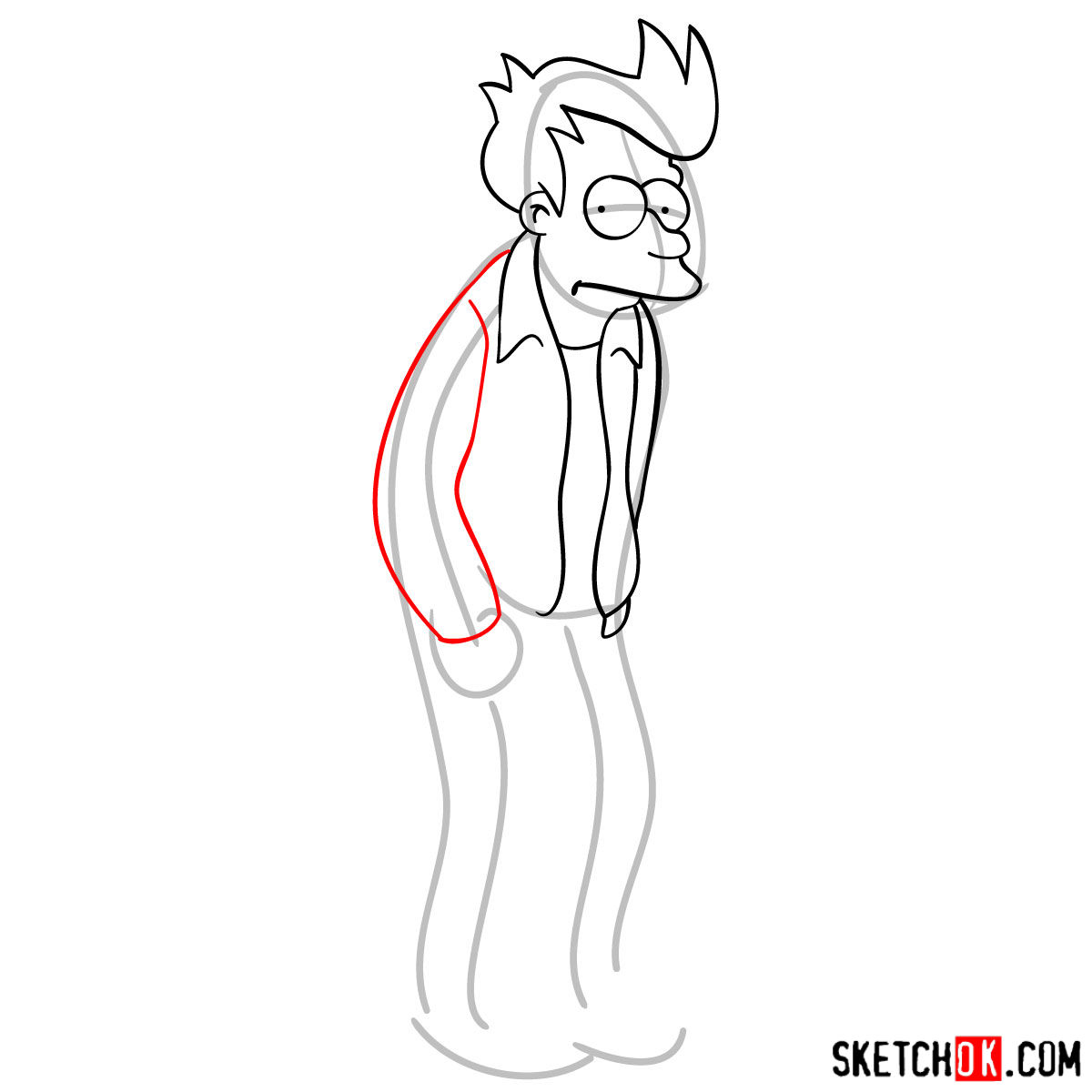 How to draw Philip J. Fry step by step - step 06
